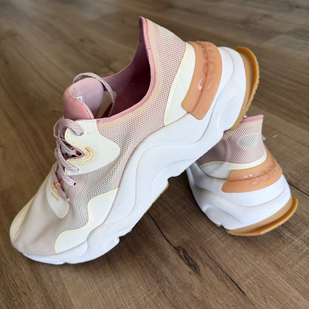 Sorel Kinetic Impact Lace Sneakers Chalk Pink Ice Women 10 NL4699-191